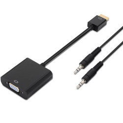 (A122-0126) AISENS CONVERSOR HDMI A SVGA + AUDIO, HDMI A/M - SVGA/H + JACK 3.5/H NEGRO 10CM+1,0M