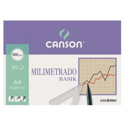 (C200402861) CANSON BLOC MILIMETRADO BASIK ENCOLADO 50 HOJAS 100 GR. 21X29