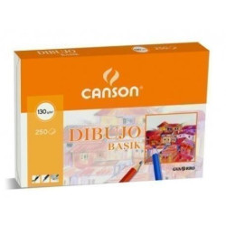 (C200401405) CANSON CAJA DE LÁMINAS DIBUJO BASIK 250 HOJAS 130 GR. 21X29