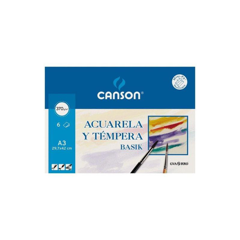 (C200402393) CANSON MINIPACK ACUARELA Y TÉMPERA BASIK 6 HOJAS LISO 29