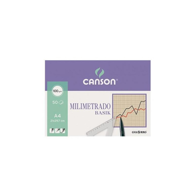 (C200402861) CANSON BLOC MILIMETRADO BASIK ENCOLADO 50 HOJAS 100 GR. 21X29