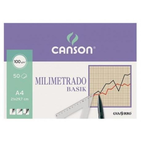 (C200402861) CANSON BLOC MILIMETRADO BASIK ENCOLADO 50 HOJAS 100 GR. 21X29