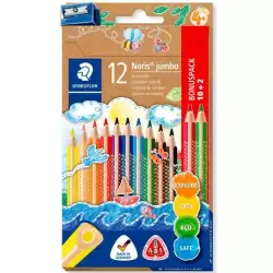 (128 NC12P1) STAEDTLER LÁPICES DE COLORES JUMBO 128 SURTIDOS ESTUCHE 10+2 UD + SACAPUNTAS DE REGALO