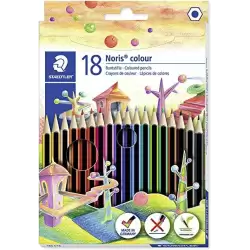 (185 C18) STAEDTLER LÁPICES DE COLORES NORIS COLOUR WOPEX ECOLÓGICO SURTIDOS ESTUCHE 18 UD