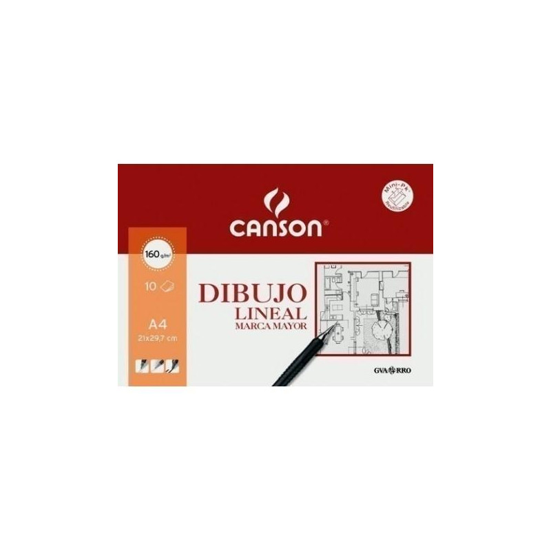 (C200409784) CANSON MINIPACK DIBUJO LINEAL 10 HOJAS GUARRO MARCA MAYOR 160 GR.21X29