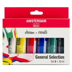 (17820406) TALENS AMSTERDAM STANDARD SERIES SET ACRÍLICOS SELECCIÓN GENERAL TUBO 20ML ESTUCHE 6 UD