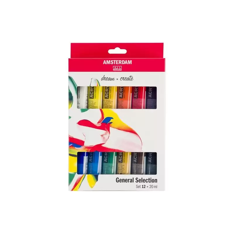 (17820412) TALENS AMSTERDAM STANDARD SERIES SET ACRÍLICOS SELECCIÓN GENERAL TUBO 20ML ESTUCHE 12 UD