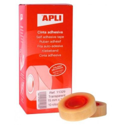 (11329) APLI CINTA ADHESIVA TRANSPARENTE ROLLO 15MM X 33M