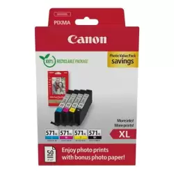 (0332C006) CANON TINTA ECOPACK BK+ C/M/Y +50H PAPEL FOTO 10X15 GLOSSY II PARA PIXMA TS 5051/5053/5055/6050/6051/6052/8051/8...