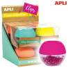(16905) APLI PORTACLIPS REDONDO CON 50 CLIPS COLORES SURTIDOS