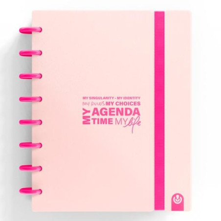 (66053525) CARCHIVO AGENDA DE DISCOS INGENIOX SIN FECHA A5 80H 100GR SV NEÓN ROSA PASTEL