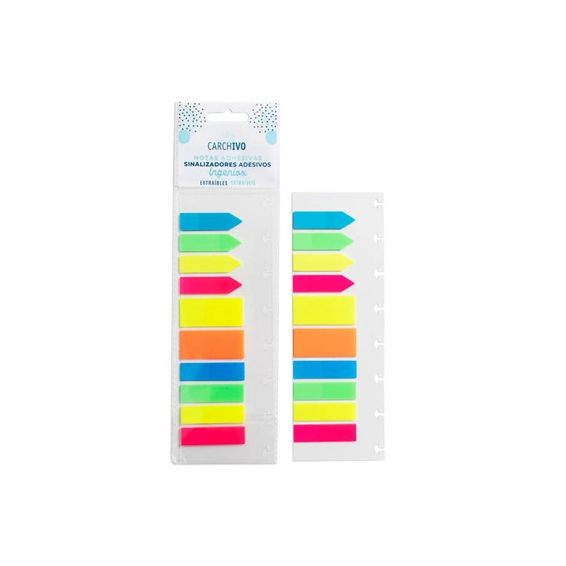 (66172299) CARCHIVO NOTAS INGENIOX ADHESIVAS PP TRASLÚCIDO COLORES NEON 10X20MM BLISTER