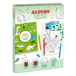 (AD000001) ALPINO SET CREATIVO DECOR DINO 14 ROTULADORES + 18 ILUSTRACIONES + PEGATINAS