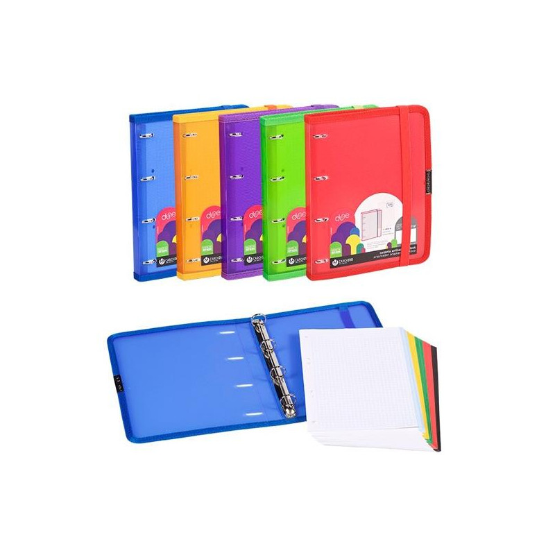 (12377599) CARCHIVO CARPETA ANILLAS 4X16MM CARPEBLOCK C/RECAMBIO 120H A5 CUADRÍCULA 90GR RIBETE C/GOMA PP DUNE C/SURTIDOS