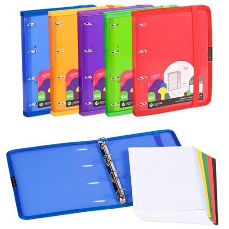 (12377599) CARCHIVO CARPETA ANILLAS 4X16MM CARPEBLOCK C/RECAMBIO 120H A5 CUADRÍCULA 90GR RIBETE C/GOMA PP DUNE C/SURTIDOS