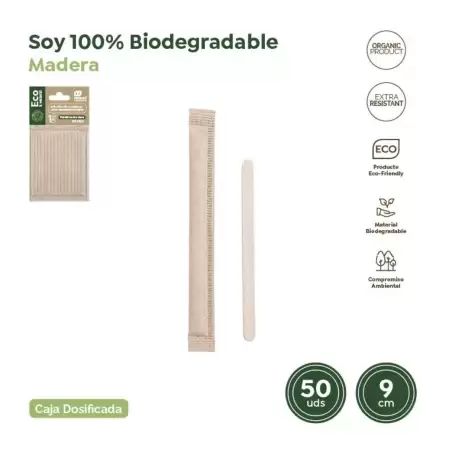 (30208) PALETINA DE MADERA 140X5X1 MM EN FUNDA DE PAPEL INDIVIDUAL -CAJA 50U-
