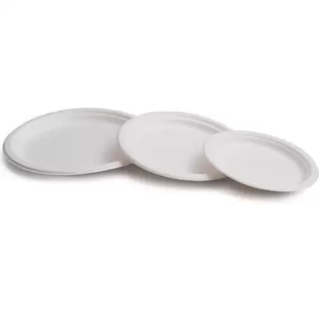 (41001) PLATO CAÑA DE AZÚCAR 17CM BIODEGRADABLE BLANCO PACK 50
