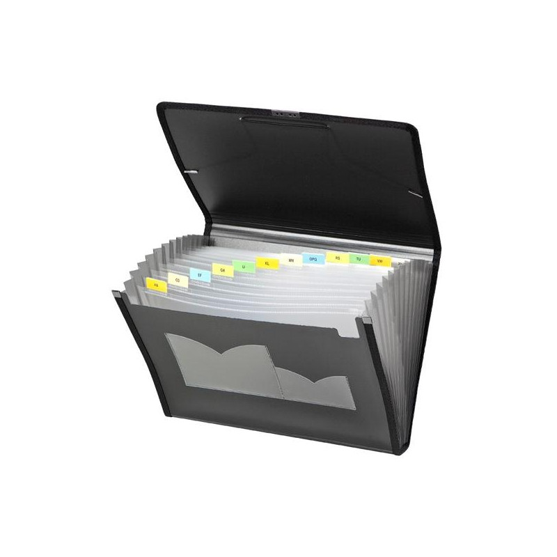 (19270006) CARCHIVO CLASIFICADOR ACORDEÓN DUNE 13 DPTOS FOLIO C/GOMA PP RÍGIDO ACANALADO NEGRO