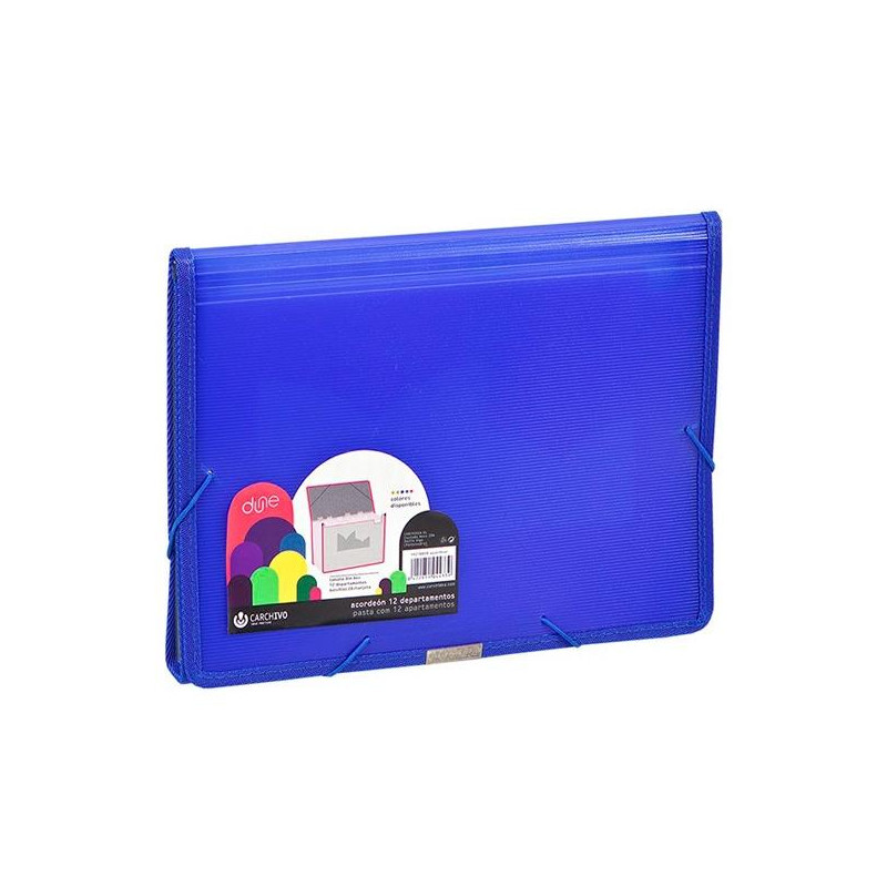 (19270050) CARCHIVO CLASIFICADOR ACORDEÓN DUNE 13 DPTOS FOLIO C/GOMA PP RÍGIDO ACANALADO AZUL