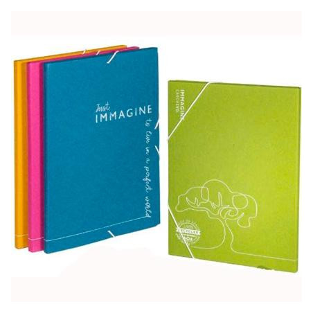 (20010199) CARCHIVO CARPETA IMMAGINE TRES SOLAPAS GOMAS A4 100% RECICLADO SURTIDO
