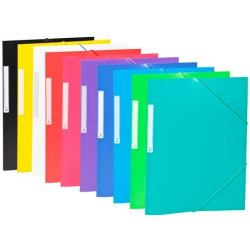 (2033KE) CARCHIVO CARPETA 3 SOLAPAS FOLIO C/GOMAS PP OPACO EXPOSITOR 50 C/SURTIDOS