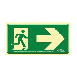 (6170-16H VE) ARCHIVO 2000 SEÑAL "SALIDA DE EMERGENCIA DERECHA" 160X320 PVC VERDE