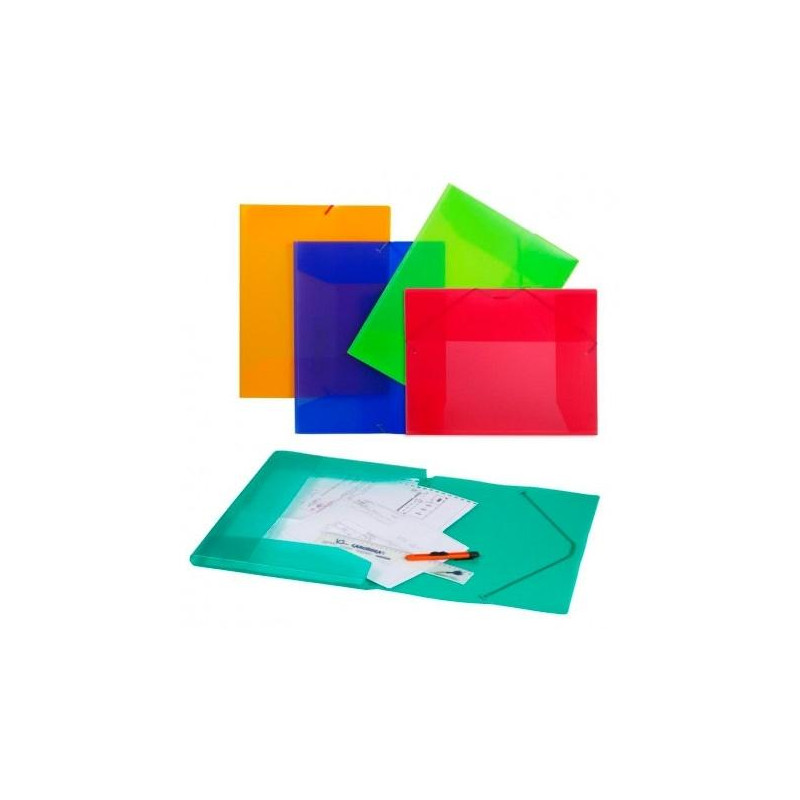 (2033KF51) CARCHIVO CARPETA 3 SOLAPAS FOLIO C/GOMAS PP TRANSLÚCIDO VERDE CLARO