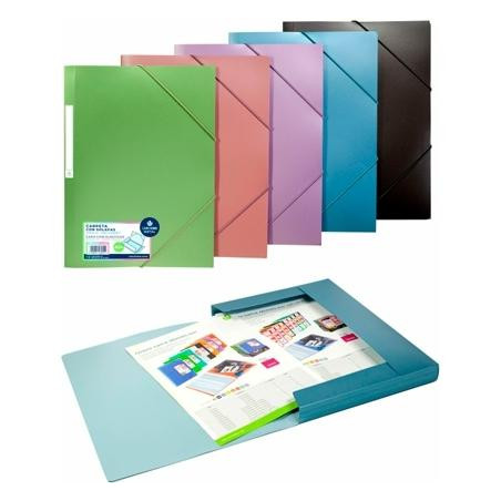 (20180109) CARCHIVO CARPETA METAL TRES SOLAPAS GOMAS A4 POLIPROPILENO AZUL METALIZADO