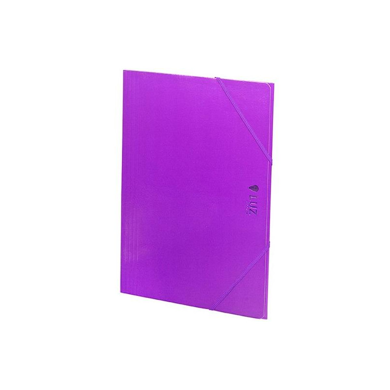 (2033L62) CARCHIVO CARPETA 3 SOLAPAS FOLIO C/GOMAS CARTÓN BRILLO LUZ VIOLETA