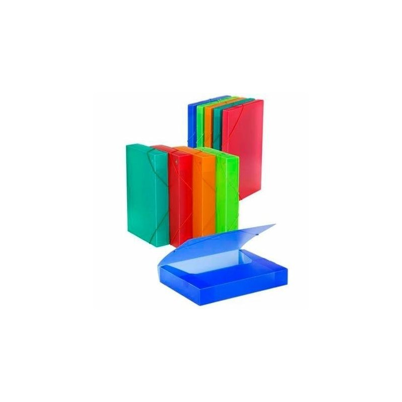 (385KF50) CARCHIVO CARPETA DE PROYECTOS 5CM MONTADA PP TRANSLÚCIDO CON GOMAS FOLIO AZUL