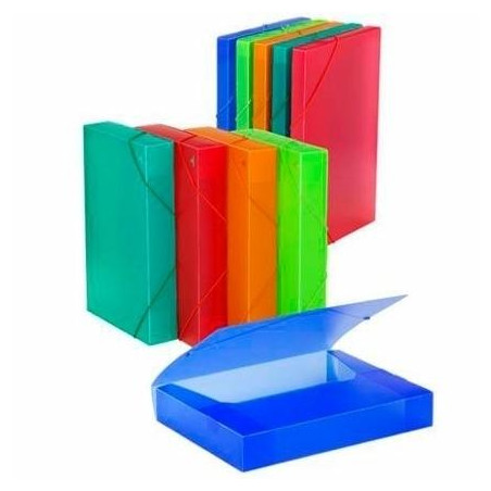 (385KF50) CARCHIVO CARPETA DE PROYECTOS 5CM MONTADA PP TRANSLÚCIDO CON GOMAS FOLIO AZUL