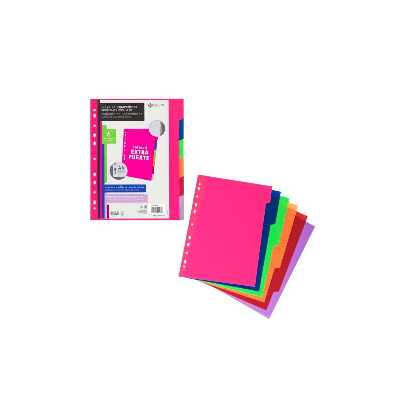 (49050699) CARCHIVO SEPARADORES 6 POSICIONES A4 PP OPACO EXTRA RÍGIDO MULTICOLOR