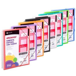 (53032099) CARCHIVO ARCHIVEX-STAR CANGURO PERSONALIZABLE A4 CON 20 FUNDAS PP ESPIRAL COLORES SURTIDOS -12UN-