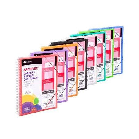 (53032099) CARCHIVO ARCHIVEX-STAR CANGURO PERSONALIZABLE A4 CON 20 FUNDAS PP ESPIRAL COLORES SURTIDOS -12UN-
