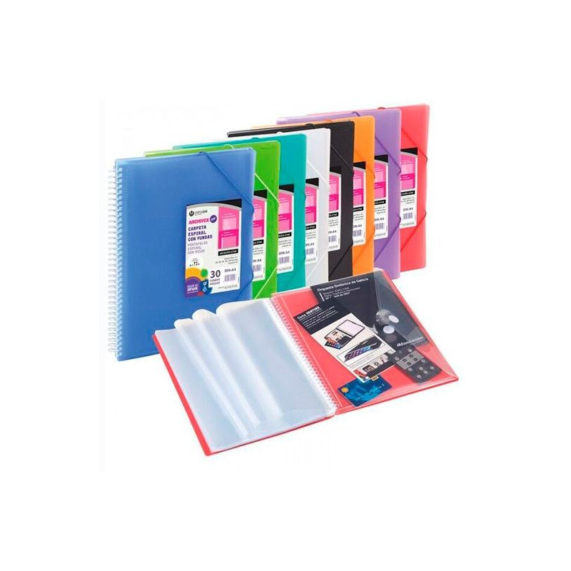(53038006) CARCHIVO CARPETA ARCHIVEX-STAR ESPIRAL PP EXTRA 80 FUNDAS A4 C/SOBRE CIERRE C/GOMAS NEGRO