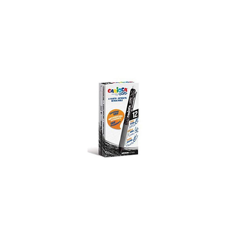(4304301) CARIOCA BOLÍGRAFO TINTA BORRABLE OOPS RETRÁCTIL 0.7MM MONOCOLOR NEGRO CAJA 12 UD