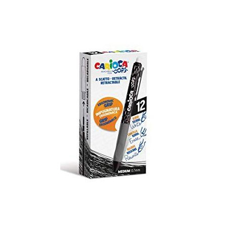 (4304301) CARIOCA BOLÍGRAFO TINTA BORRABLE OOPS RETRÁCTIL 0.7MM MONOCOLOR NEGRO CAJA 12 UD