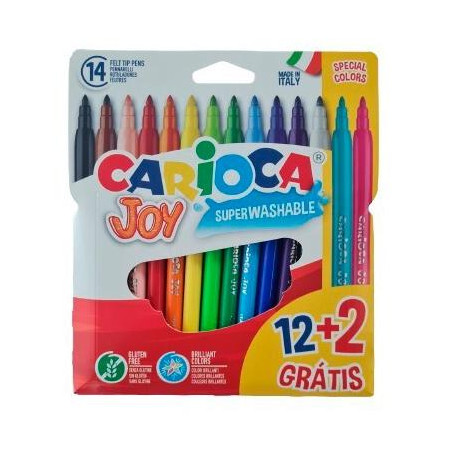 (40533) CARIOCA ROTULADORES JOY SUPER LAVABLES C/SURTIDOS ESTUCHE 12+2 UD GRATIS