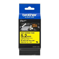 (HSE611E) BROTHER CINTA TERMORRECTRÁCTIL TEXTO NEGRO SOBRE AMARILLO 5,2MMX1,5M
