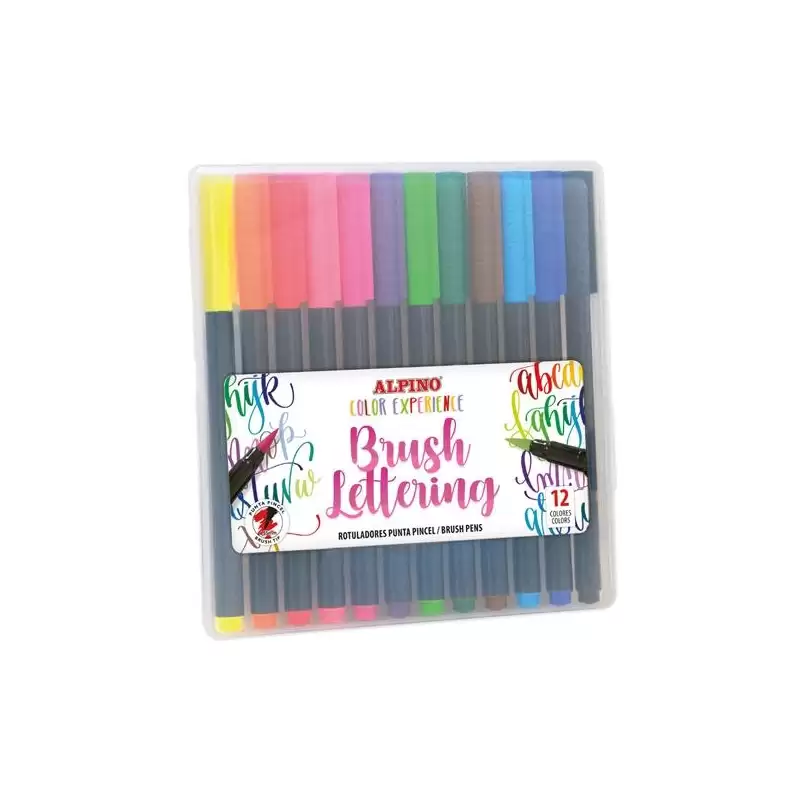 (AR001054) ALPINO ROTULADORES BRUSH LETTERING EXPERIENCE PUNTA PINCEL COLORES SURTIDOS ESTUCHE 12 UD