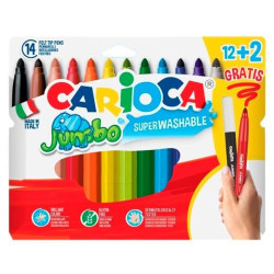 (40567) CARIOCA ROTULADORES JUMBO SUPER LAVABLES C/SURTIDOS ESTUCHE 12+2 UD GRATIS