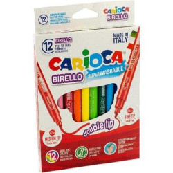 (42753) CARIOCA ROTULADOR BIRELLO DOBLE PUNTA FINA/MEDIA COLORES SURTIDOS ESTUCHE 12 UD