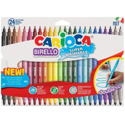 (42758) CARIOCA ROTULADOR BIRELLO DOBLE PUNTA FINA/MEDIA COLORES SURTIDOS ESTUCHE 24 UD
