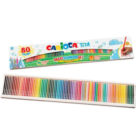 (42890) CARIOCA LÁPICES DE COLORES TITA MAXI RAINBOW C/SURTIDOS ESTUCHE 80 UD