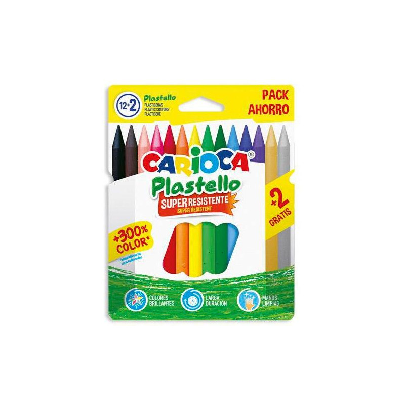 (42712) CARIOCA PLASTICERAS RESISTENTES PLASTELLO C/SURTIDOS ESTUCHE 12+2 UD GRATIS