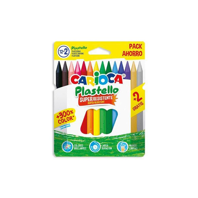 (42714) CARIOCA PLASTICERAS RESISTENTES PLASTELLO COLORES SURTIDOS ESTUCHE 12+2 UD