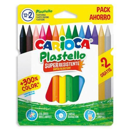 (42714) CARIOCA PLASTICERAS RESISTENTES PLASTELLO COLORES SURTIDOS ESTUCHE 12+2 UD