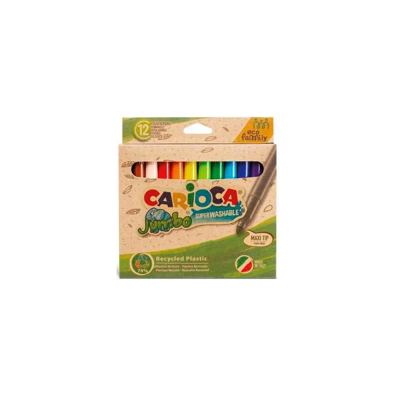(43101) CARIOCA ROTULADORES JUMBO ECO FAMILY PUNTA MAXI C/SURTIDOS ESTUCHE 12 UD
