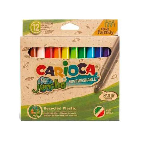 (43101) CARIOCA ROTULADORES JUMBO ECO FAMILY PUNTA MAXI C/SURTIDOS ESTUCHE 12 UD