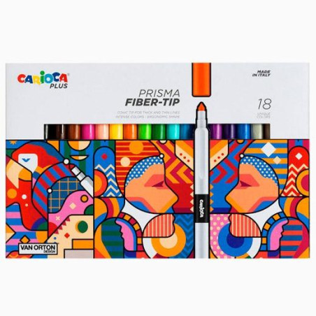 (45206) CARIOCA PLUS ROTULADORES PRISMA COLORES SURTIDOS CAJA 18 UD